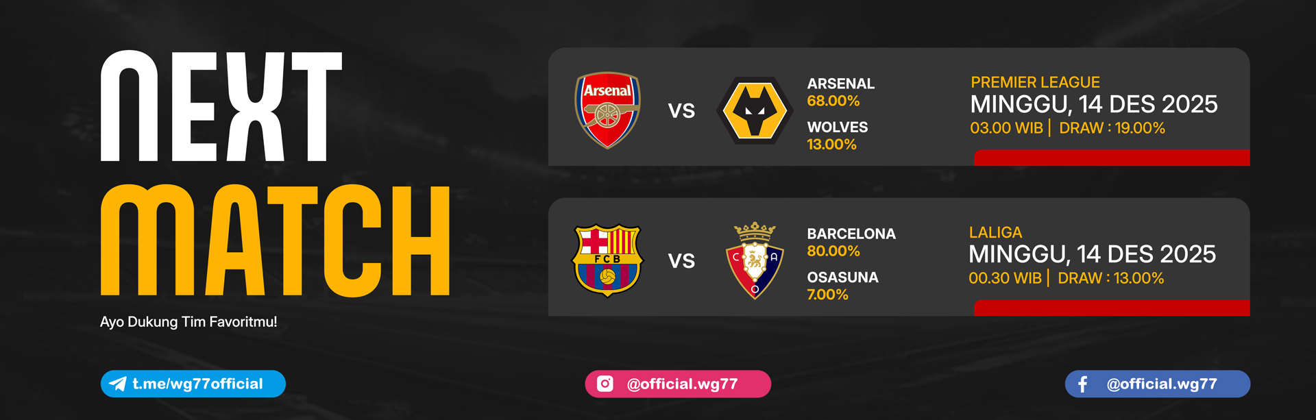 JADWAL BOLA 14 DESEMBER 2025