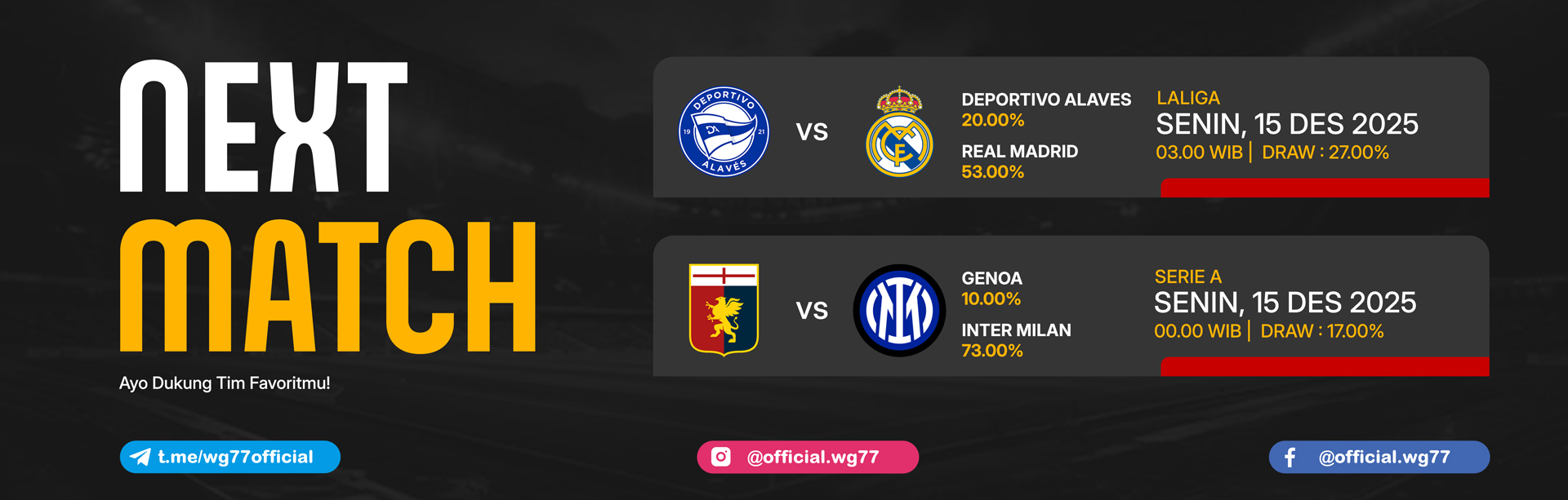 JADWAL BOLA 15 DESEMBER 2025