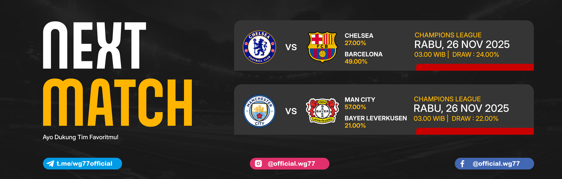 JADWAL BOLA 26 NOVEMBER 2025