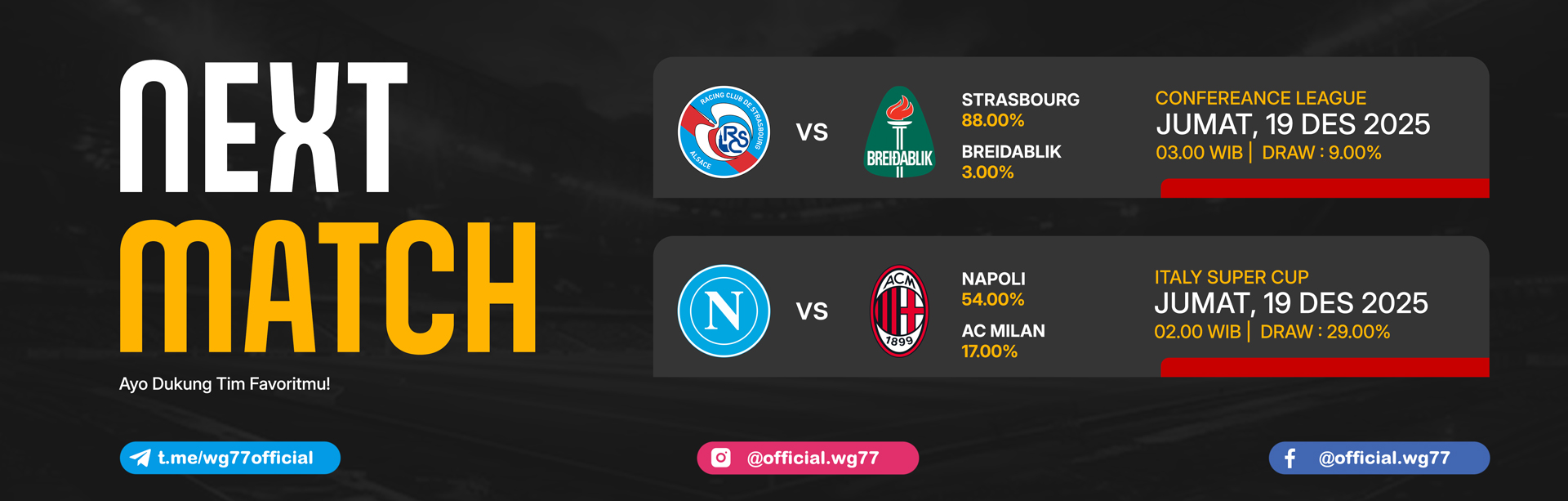 JADWAL BOLA 19 DESEMBER 2025