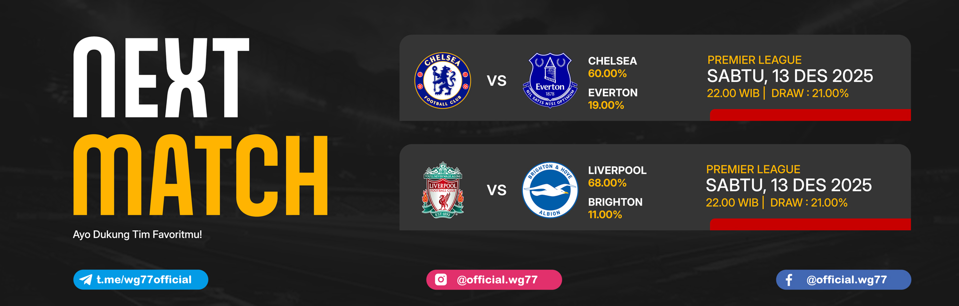 JADWAL BOLA 13 DESEMBER 2025