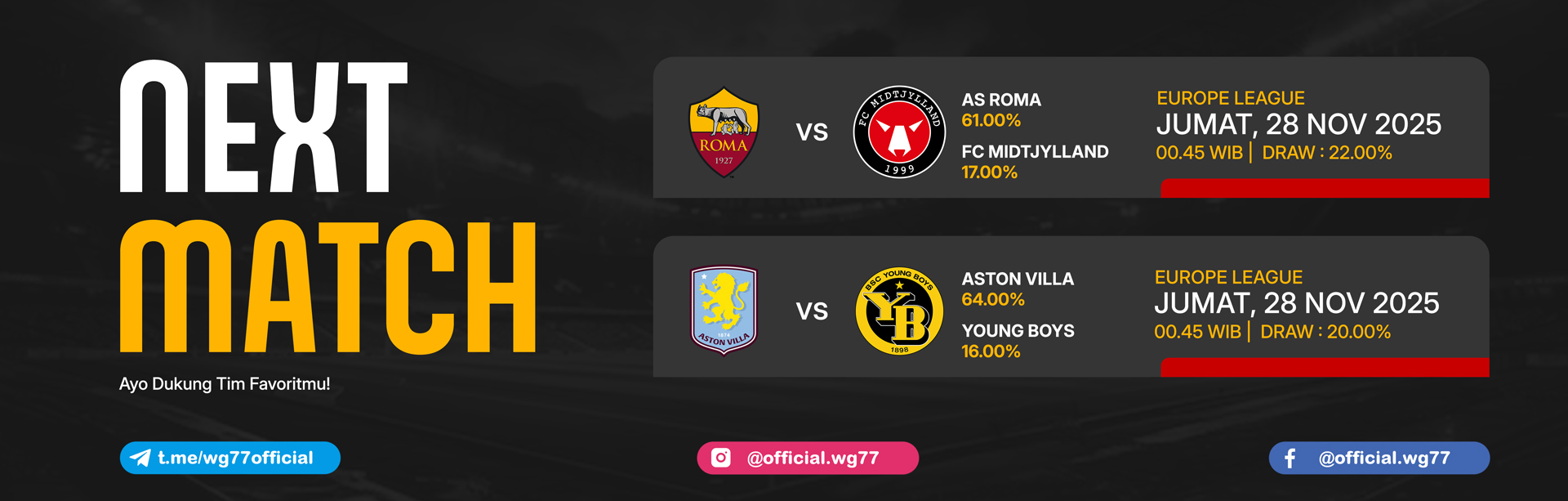 JADWAL BOLA 28 NOVEMBER 2025