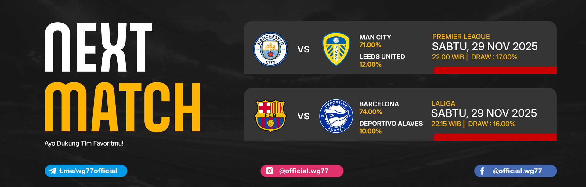 JADWAL BOLA 29 NOVEMBER 2025