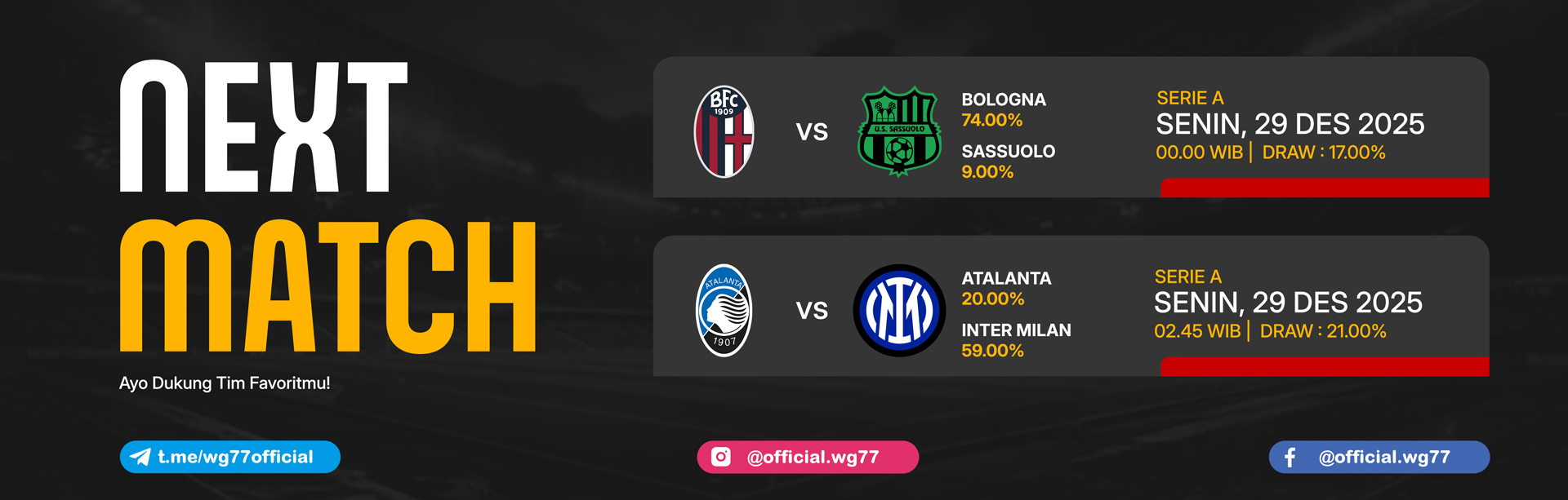 JADWAL BOLA 29 DESEMBER 2025