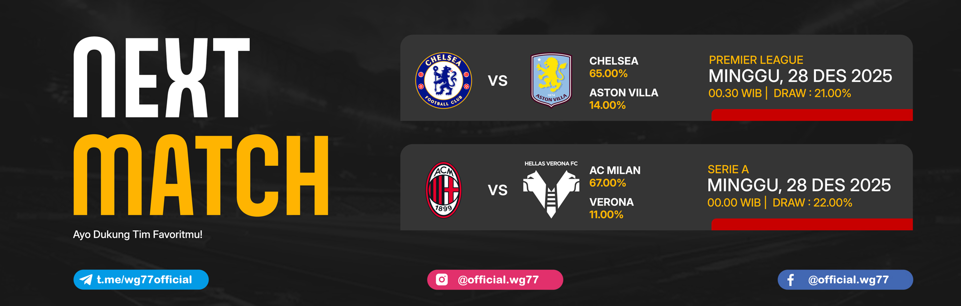 JADWAL BOLA 28 DESEMBER 2025