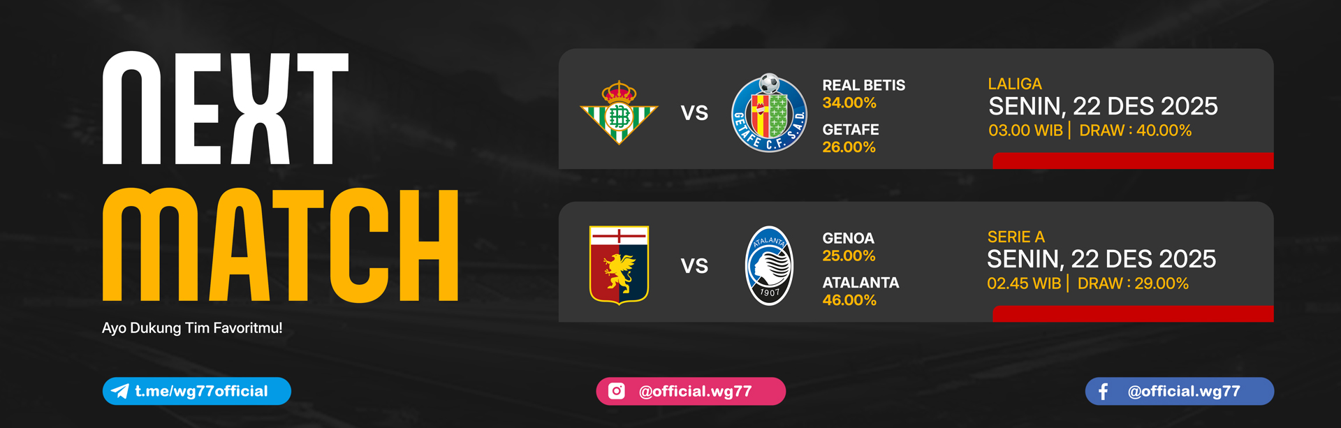 JADWAL BOLA 22 DESEMBER 2025